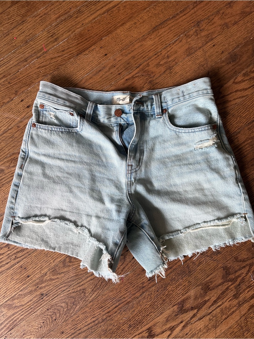 Madewell Light Blue Frayed Hem Jean Shorts
